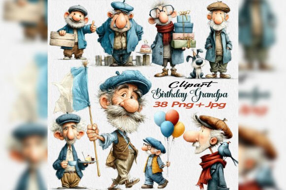 Birthday Grandpa Clipart PNG Bundle: Elevating Family Celebrations with Whimsical Art