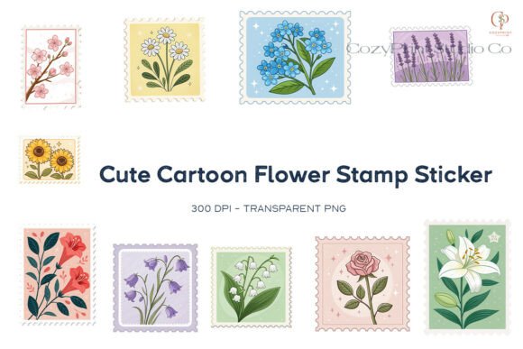 Cute Cartoon Flower Stamp Sticker Guide