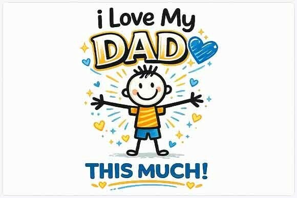 Cute I Love My Dad Graphic PNG