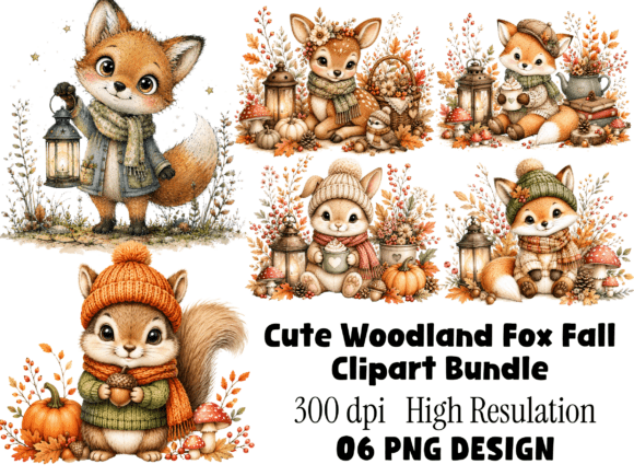 Elevating Autumn Branding with the Cute Woodland Fox Fall Clipart Bundle