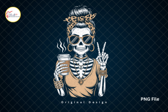 Evaluating the Gothic Coffee Lover Skeleton Girl PNG for Sublimation and Design