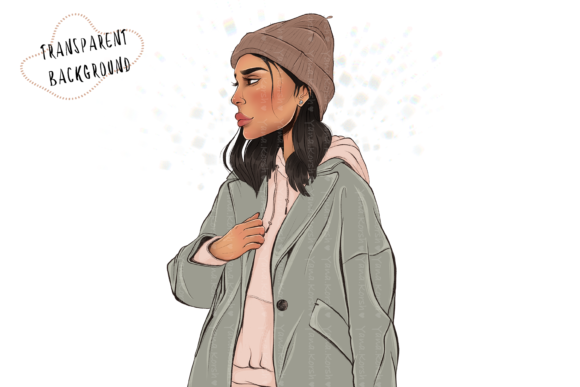 Fashion Girl in a Coat and Hat Clipart: Elevating Your Designs with High-Resolution Style