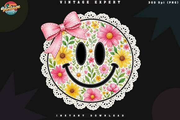 Floral Smiley Face Coquette PNG Guide