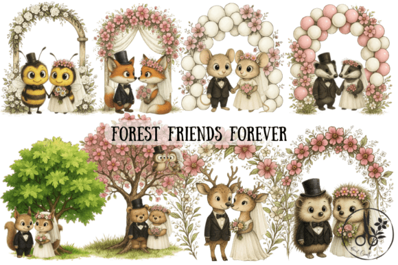 Forest Friends Forever Wedding Clipart