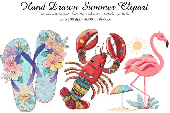 Hand Drawn Summer Clipart: Elevating Your Creative Projects with High-Resolution Digital Assets