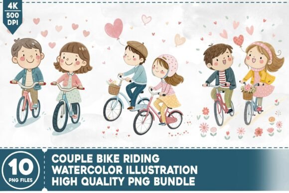 Integrating the Couple Bike Riding Watercolor Bundle into Your Creative Workflow