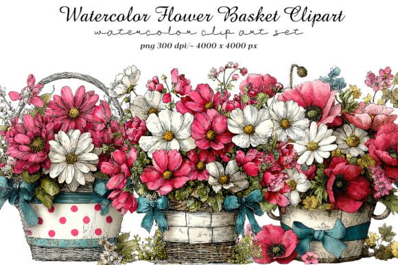 Strategic Branding and Creative Efficiency with Watercolor Flower Basket Clipart