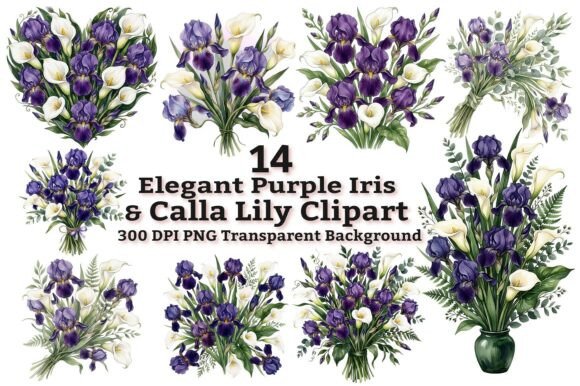 Strategic Design with Purple Iris and Calla Lily Clipart