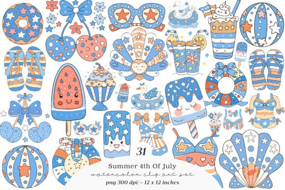 Summer 4th of July PNG Clipart Bundle