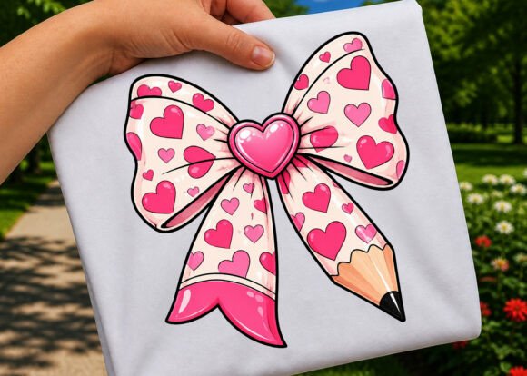 Teacher Coquette Pencil Heart Bow PNG Guide