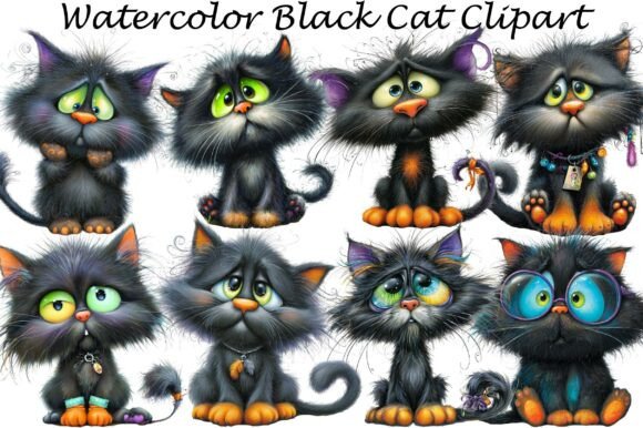 Unlocking Creative Potential with Watercolor Black Cat Clipart