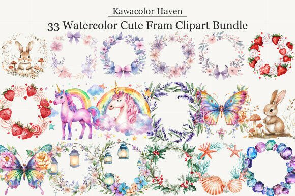 Watercolor Cute Fram Clipart Bundle Guide