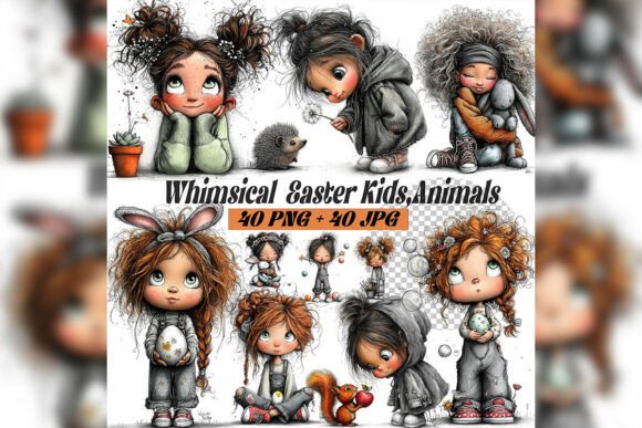 Whimsical Easter Girl Cat Clipart Set: Integrating Watercolor Assets into Your Creative Workflow