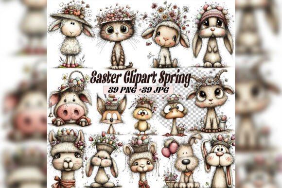 Whimsical Easter Spring Clipart Set: A Creative Resource for Seasonal Design
