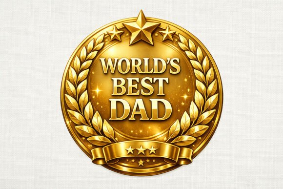 World’s Best Dad Gold Badge PNG
